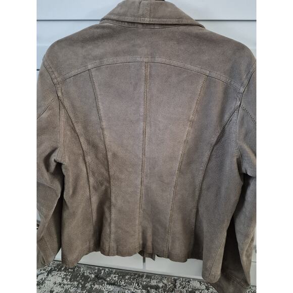 Live A Little Leather Suede Jacket Size L Tan Brown - Picture 3 of 4